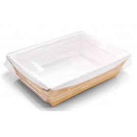 Емкость картонная салатная салатник крафт с прозрачной крышкой 400/500мл BB